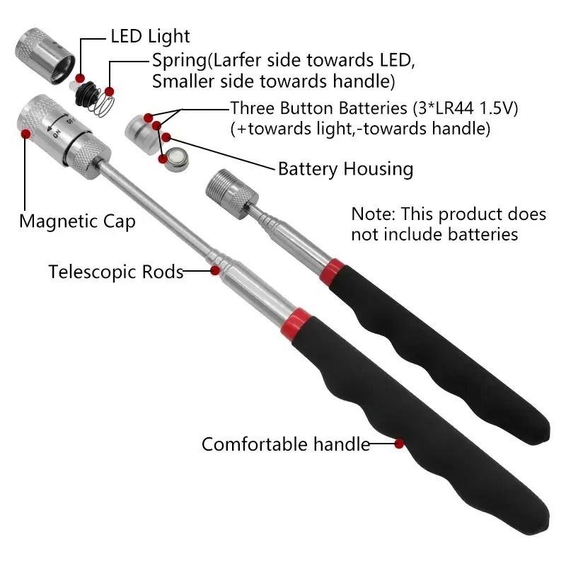 Fishing Rod Travel - LED 라이트가 있는 텔레스코픽 자석 펜