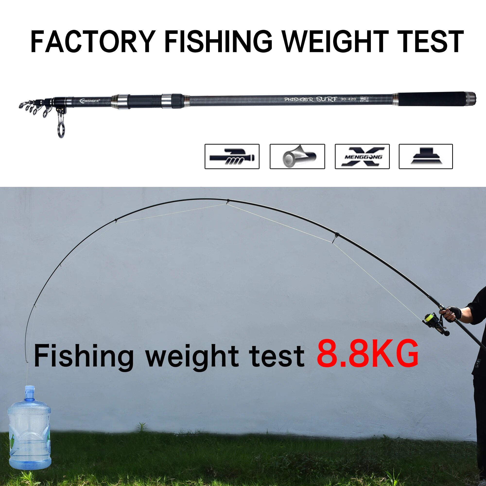 PHISHGER 텔레스코픽 서핑 스피닝 로드, Powe - Fishing Rod Surf 리뷰 및 가격